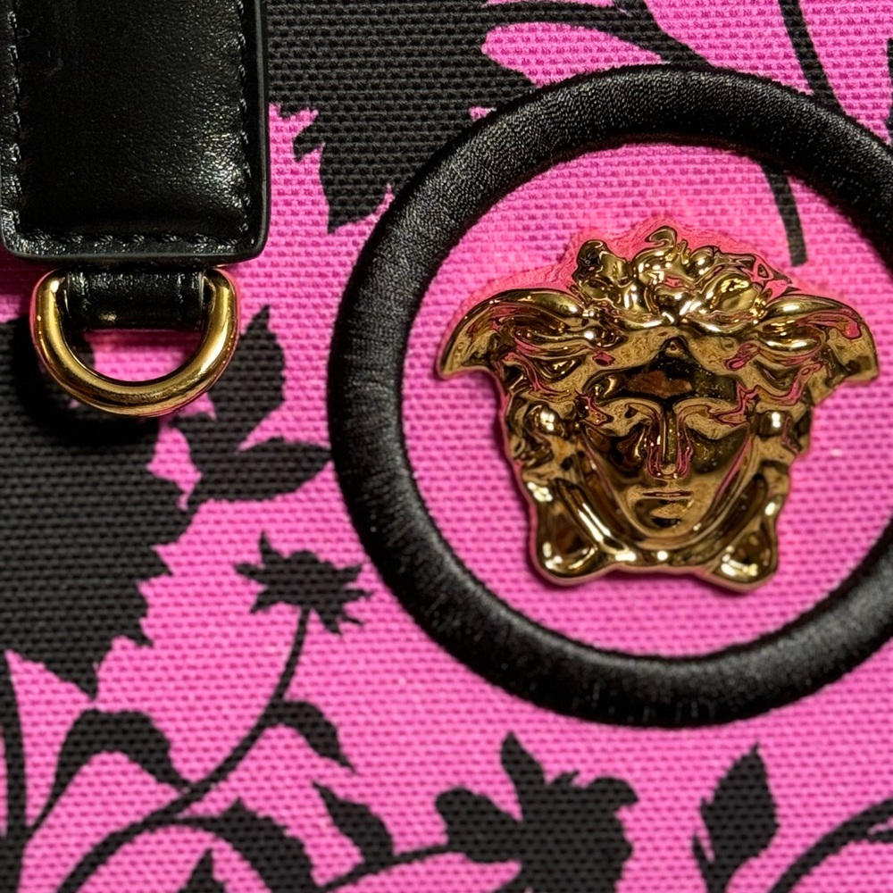 ***NIB & RARE VERSACE*** Floral Book Small Canvas Leather 2-Way Tote Bag LUXURY - Picture 7 of 15